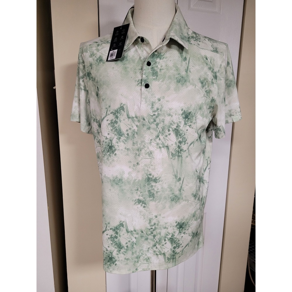 VRST Golf Mens Floral Mesh Polo Shirt Muted Mint Green MVG10011 Size L NWT